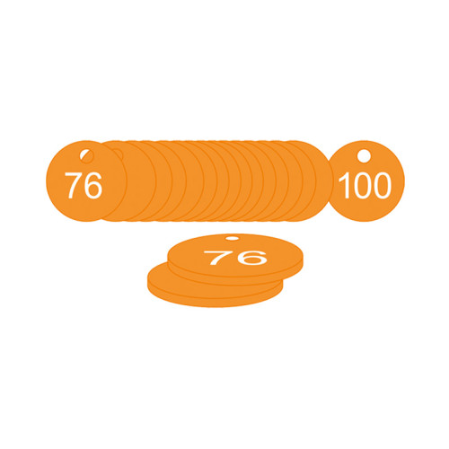Orange Traffolite Tags (76 to 100), 33mm