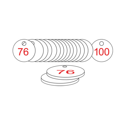 White/Red Traffolite Tags (76 to 100), 33mm