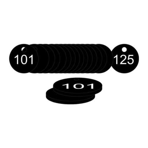 Black Traffolite Tags (101 to 125), 38mm