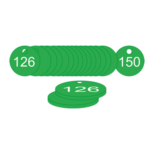Green Traffolite Tags (126 to 150), 38mm