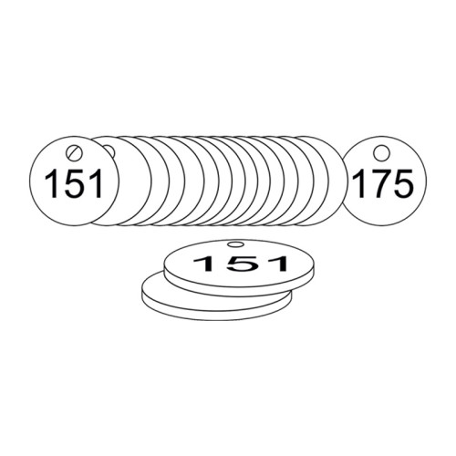 White Traffolite Tags (151 to 175), 38mm