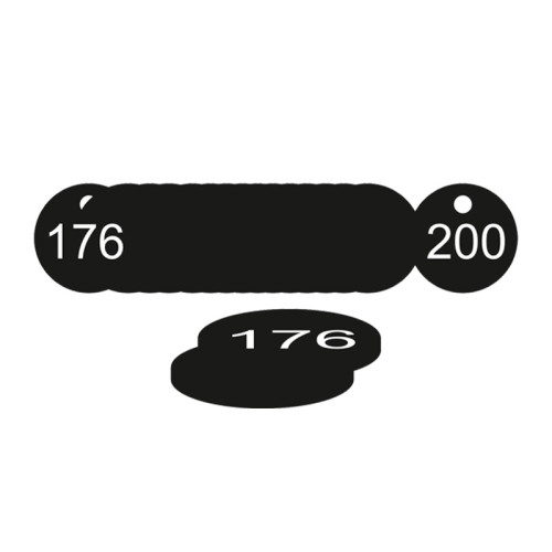 Black Traffolite Tags (176 to 200), 38mm