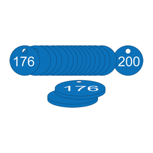 Blue Traffolite Tags (176 to 200), 38mm