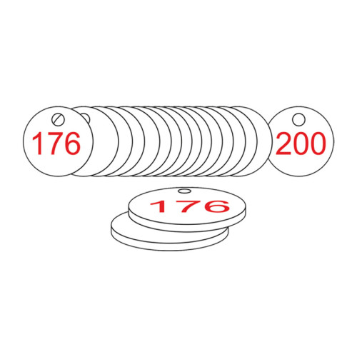 White/Red Traffolite Tags (176 to 200), 38mm