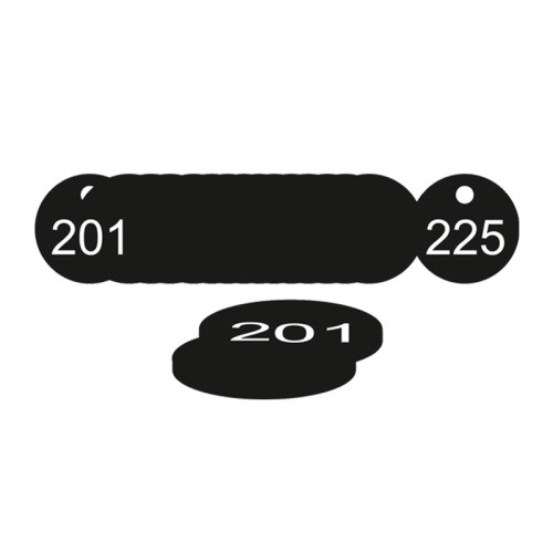 Black Traffolite Tags (201 to 225), 38mm