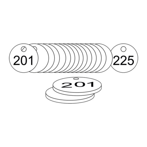 White Traffolite Tags (201 to 225), 38mm