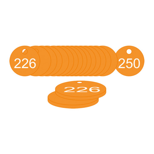 Orange Traffolite Tags (226 to 250), 38mm
