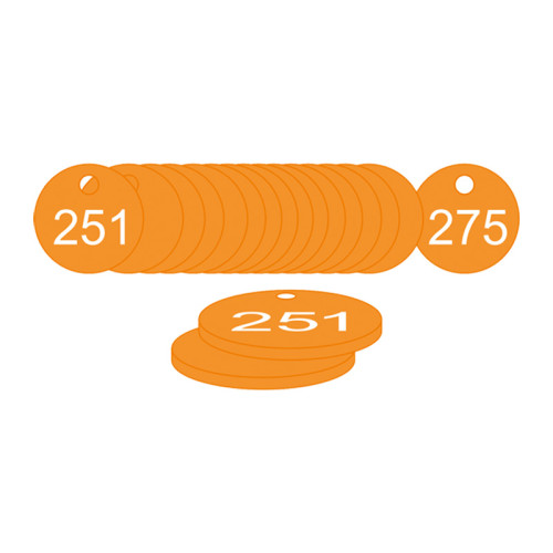 Orange Traffolite Tags (251 to 275), 38mm