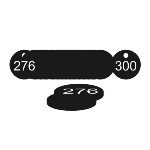 Black Traffolite Tags (226 to 300), 38mm