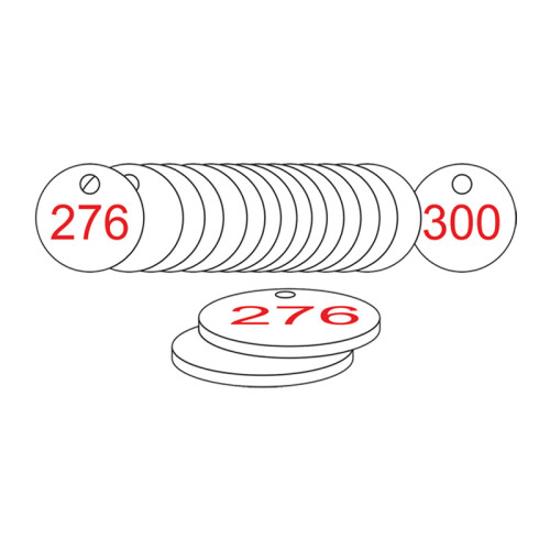 White/Red Traffolite Tags (226 to 300), 38mm