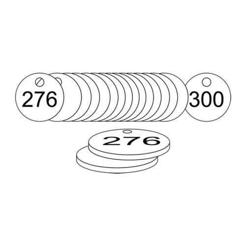 White Traffolite Tags (226 to 300), 38mm