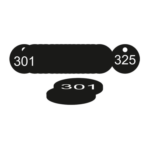 Black Traffolite Tags (301 to 325), 38mm