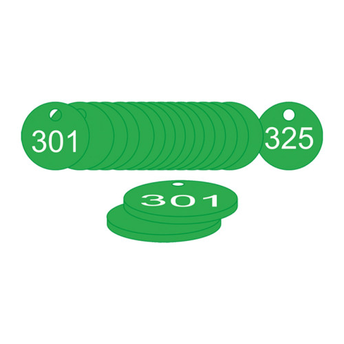 Green Traffolite Tags (301 to 325), 38mm