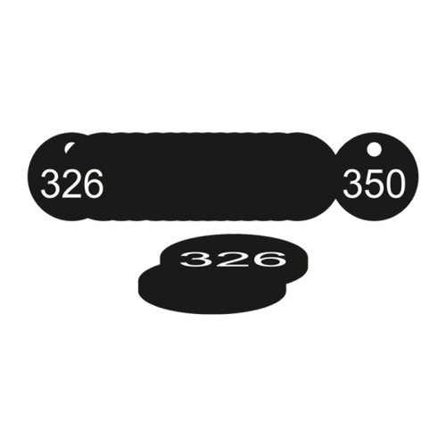 Black Traffolite Tags (326 to 350), 38mm