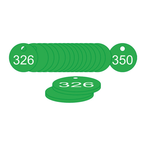 Green Traffolite Tags (326 to 350), 38mm