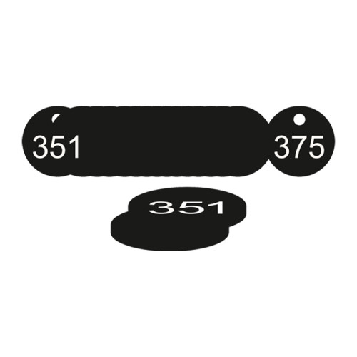 Black Traffolite Tags (351 to 375), 38mm