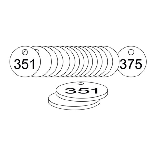 White Traffolite Tags (351 to 375), 38mm