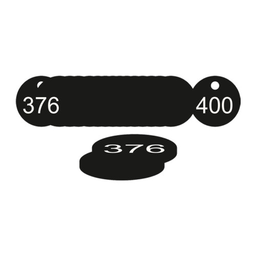 Black Traffolite Tags (376 to 400), 38mm
