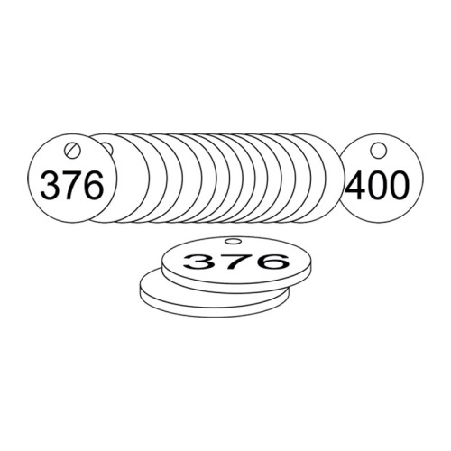White Traffolite Tags (376 to 400), 38mm