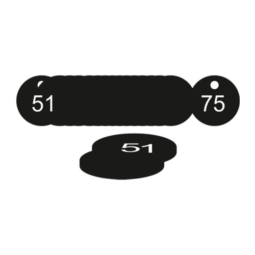 Black Traffolite Tags (51 to 75), 38mm