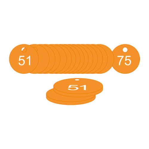 Orange Traffolite Tags (51 to 75), 38mm
