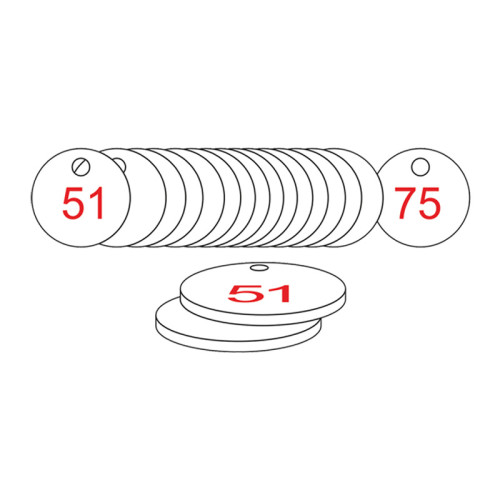White/Red Traffolite Tags (51 to 75), 38mm