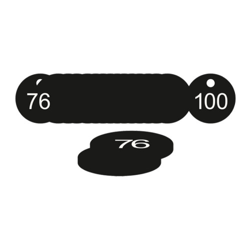 Black Traffolite Tags (76 to 100), 38mm