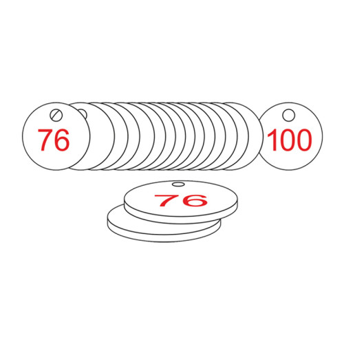 White/Red Traffolite Tags (76 to 100), 38mm