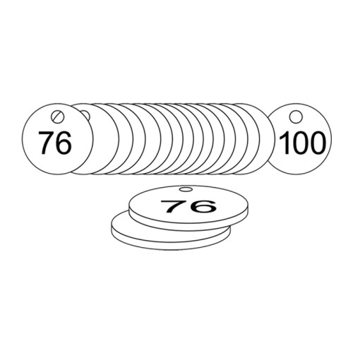 White Traffolite Tags (76 to 100), 38mm