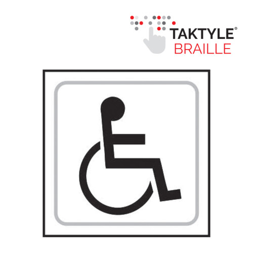 'Disabled Graphic' Sign, Self Adhesive Taktyle, White (150mm x 150mm)