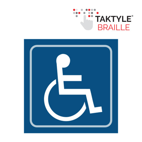 'Disabled Graphic' Sign, Self Adhesive Taktyle, Blue (150mm x 150mm)