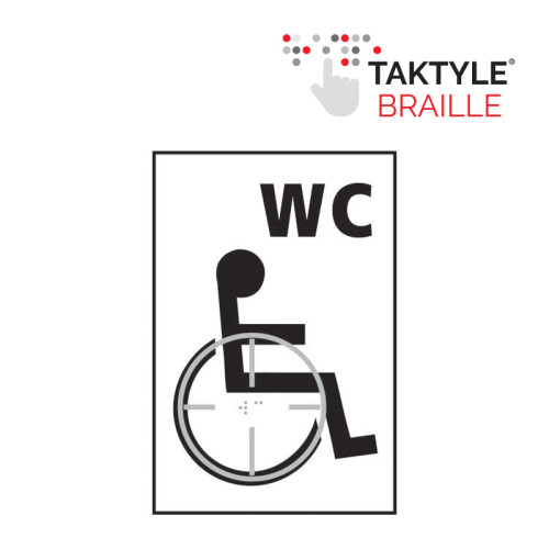 'Disabled Wc Graphic' Sign, Self Adhesive Taktyle, White (150mm x 225mm)
