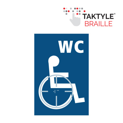 'Disabled Wc Graphic' Sign, Self Adhesive Taktyle, Blue (150mm x 225mm)