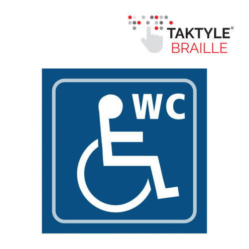 'Disabled Wc Graphic' Sign, Self Adhesive Taktyle, Blue (150mm x 150mm)