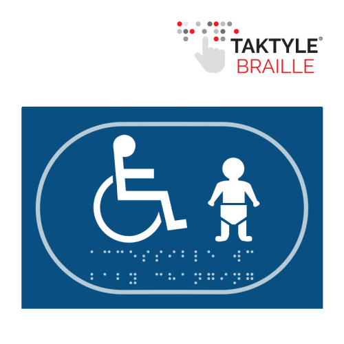 'Disabled Baby Change Graphic' Sign, Self Adhesive Taktyle, Blue (225mm x 150mm)