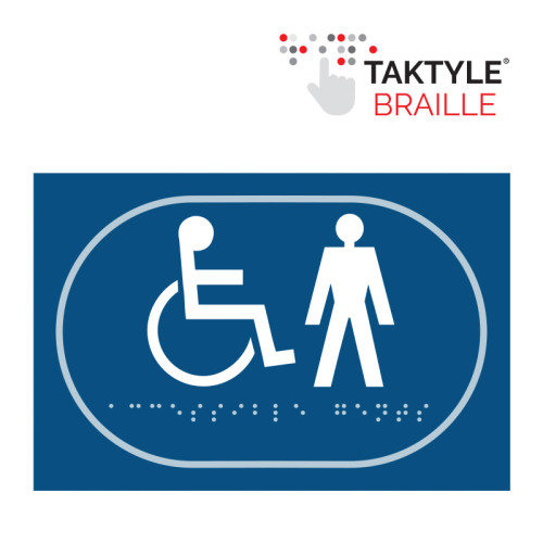 'Disabled Gentlemen Graphic' Sign, Self Adhesive Taktyle, Blue (225mm x 150mm)