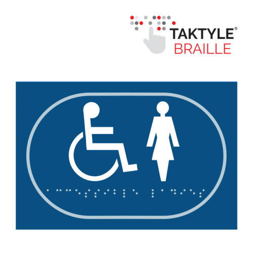 'Disabled Ladies Graphic' Sign, Self Adhesive Taktyle, Blue (225mm x 150mm)