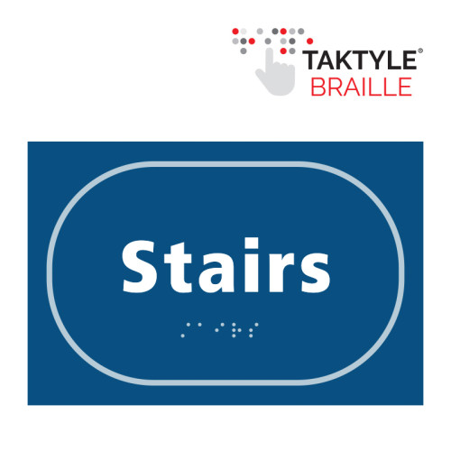 'Stairs' Sign, Self Adhesive Taktyle, Blue (225mm x 150mm)
