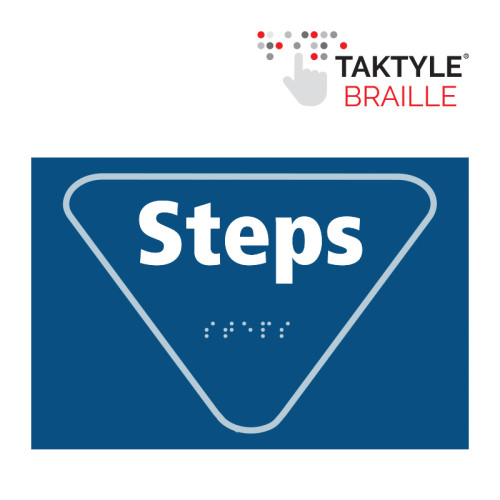 'Steps' Sign, Self Adhesive Taktyle, Blue (225mm x 150mm)