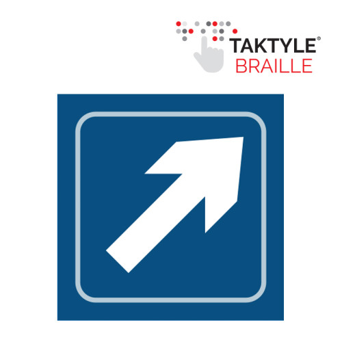 'Arrow Graphic (Diagonal)' Sign, Self Adhesive Taktyle, Blue (150mm x 150mm)
