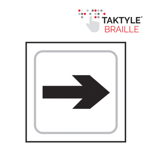 'Arrow Graphic' Sign, Self Adhesive Taktyle, White (150mm x 150mm)