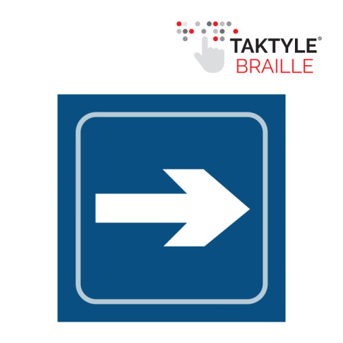 'Arrow Graphic' Sign, Self Adhesive Taktyle, Blue (150mm x 150mm)