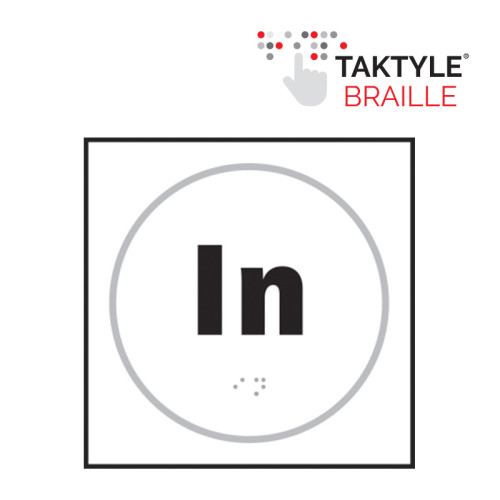 'In' Sign, Self Adhesive Taktyle, White (150mm x 150mm)