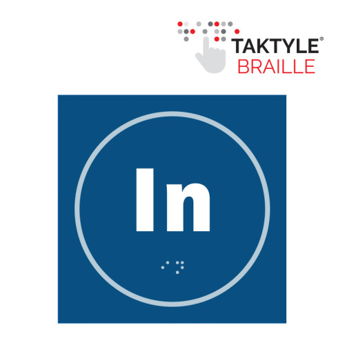 'In' Sign, Self Adhesive Taktyle, Blue (150mm x 150mm)