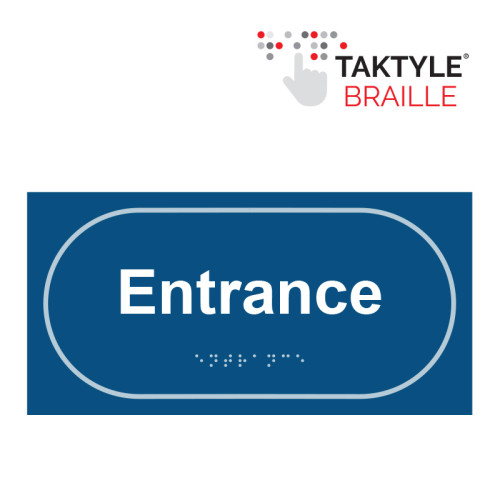 'Entrance' Sign, Self Adhesive Taktyle, Blue (300mm x 150mm)