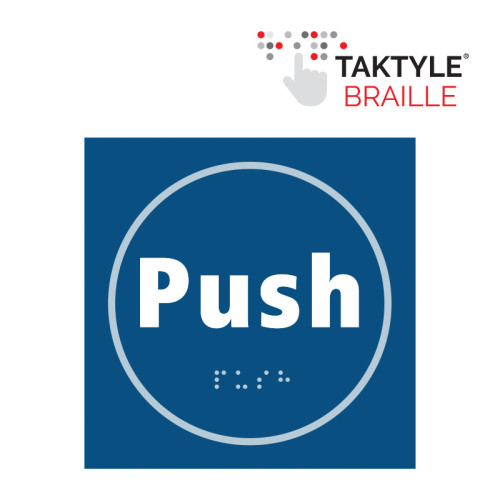 'Push' Sign, Self Adhesive Taktyle, Blue (150mm x 150mm)
