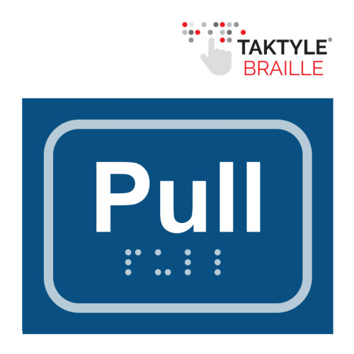 'Pull' Sign, Self Adhesive Taktyle, Blue (100mm x 75mm)