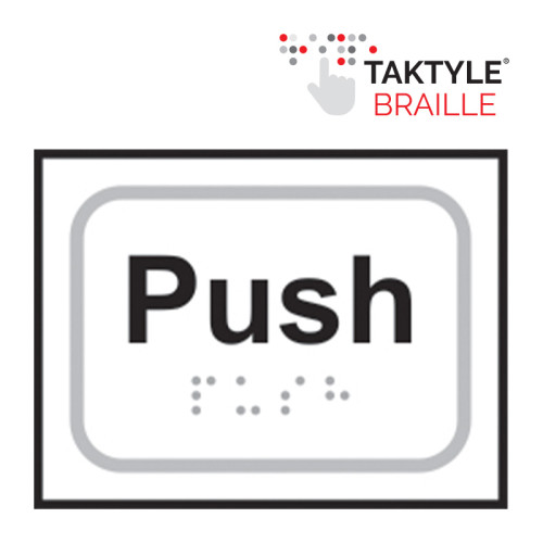 'Push' Sign, Self Adhesive Taktyle, White (100mm x 75mm)