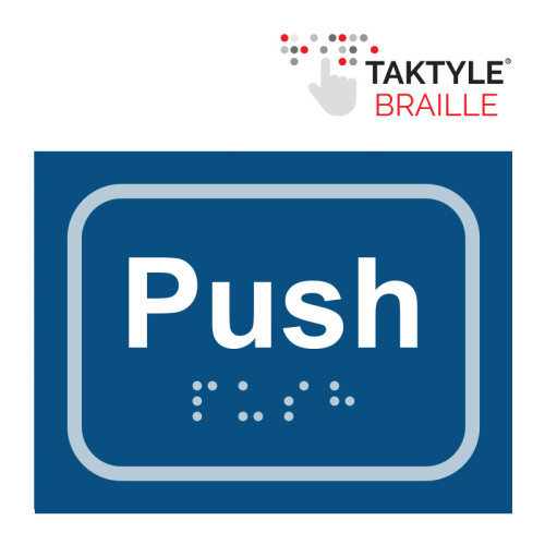 'Push' Sign, Self Adhesive Taktyle, Blue (100mm x 75mm)