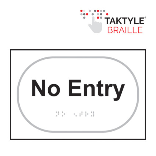 'No Entry' Sign, Self Adhesive Taktyle, White (225mm x 150mm)